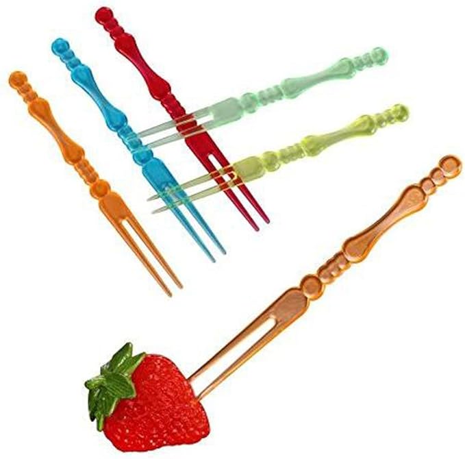 400PCS 4 Inch Disposable Plastic Cocktail Picks Fruit Forks Cocktail Sticks Plates Picks Cake Forks Dessert Forks Cake Forks Party Supplies (Multicolor)