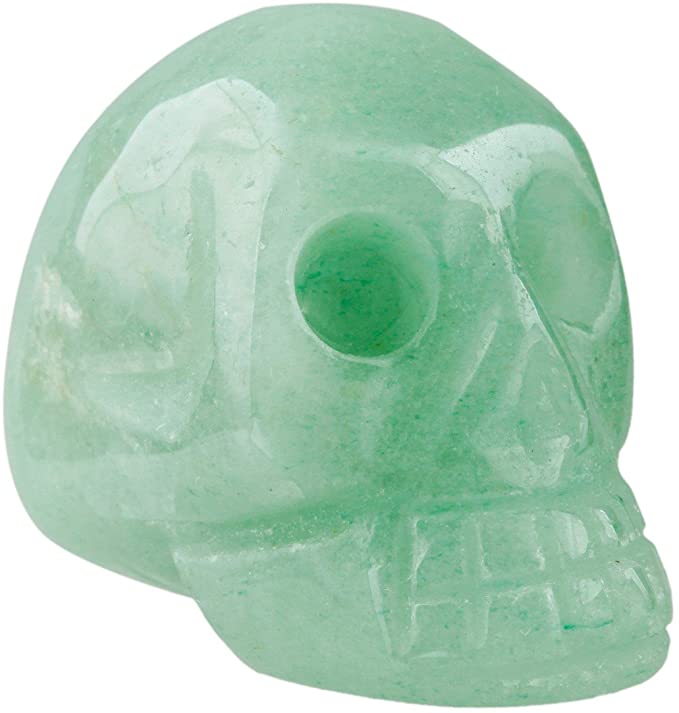 rockcloud Healing Crystal Stone Human Reiki Skull Figurine Statue Sculptures Green Aventurine 1.5"