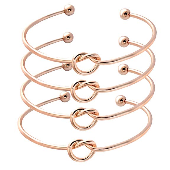 SENFAI Love Knot Bangle Bracelet Simple Knot Bangle Cuffs Women Stretch Bracelet Gold Silver Knot Bangles