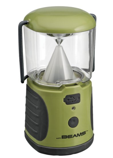 Mr. Beams MB470 UltraBright Weatherproof 260 Lumen LED Lantern with USB Port as a Backup Battery Charger, Green