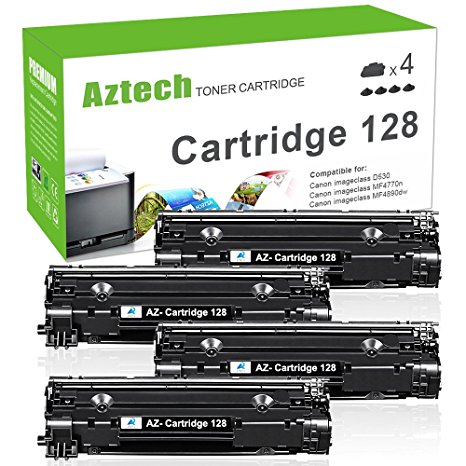 Aztech 4 Pack Cartridge 128 Toner Cartridge Compatible for Canon 128 CRG128 canon mf4880dw for Canon ImageCLASS MF4880dw LBP6230dw D550 D530 MF4570dn MF4770n FAXPHONE L100 L190 MF4890dw MF4450 Printer