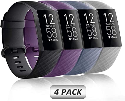 Soft TPU Silicone Replacement Sport Band Fitness Strap Compatible for Fitbit Charge 3 /Charge 4 Women Men Small