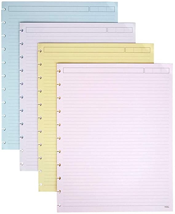 TUL Custom Note-Taking System Discbound Refill Pages, 8 1/2" x 11", Letter Size, Narrow Ruled, 100 Pages (50 Sheets), Assorted Colors