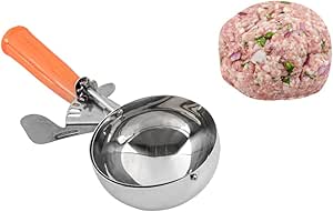 Restaurantware Met Lux 8 Ounce Portion Scoop 1 Durable Disher Scoop - Thumb Trigger Orange Stainless Steel Ice cream Disher For Portion Control For Ice Cream Mashed Potato And Cookie Batter