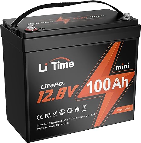 LiTime 12V100Ah miniリン酸鉄リチウムイオンバッテリー アップグレード100AのBMS 35％小型化 従来製品より20％軽量化 最大15000サイクルで10年間の耐久性を備え 1280Whのエネルギー 小型LiFePO4バッテリー RV、ソーラー、トローリングモーターに適用