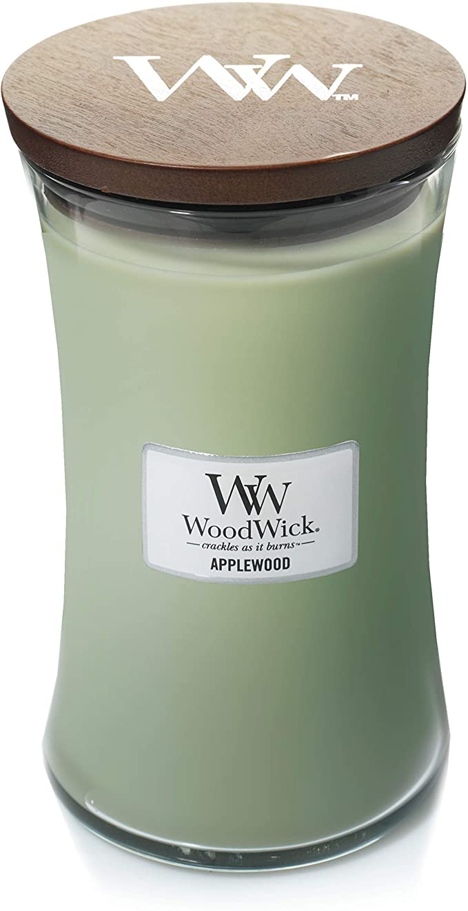 WoodWick Everyday Applewood Hourglass Candle, Youth Large / 11-13, Pale Green