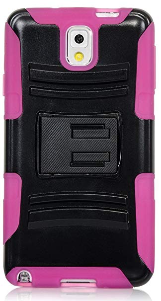 Note 3 Case, Galaxy Note 3 Case, iSee Case (TM) Samsung Galaxy Note 3 Note III N9000 Heavy Duty Dual Layer Hybrid Kickstand (Note3-King Kickstand Pink)