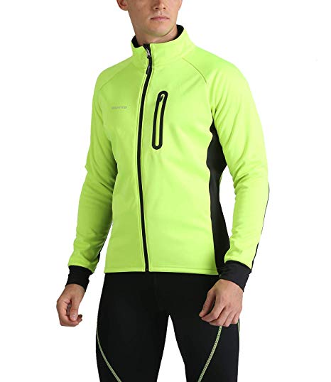 Outto Men's Winter Fleece Cycling Jacket Bike Thermal Reflective Windproof Water-Resistant
