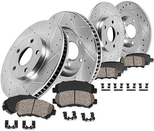 Callahan CDS02103 FRONT 324mm   REAR 298mm D/S 5 Lug [4] Rotors   Ceramic Brake Pads   Clips [ fit Toyota Venza ]