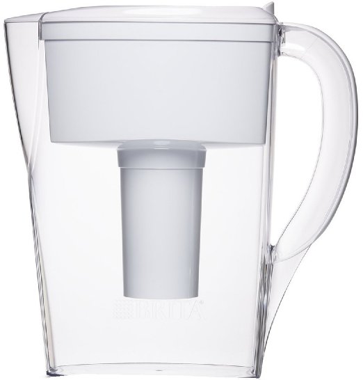 Brita 6 Cup Space Saver BPA Free Water Pitcher with 1 Filter, White