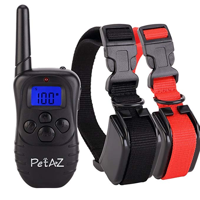 PetAZ Dog Training Collar Electric Dog Shock Collars 330 yards rang Remote, Rechargeable and Rainproof Beep/Vibration/Shock For Small,Medium,Large Dogs (10-120lbs)