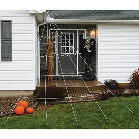 Fun World Giant Super Spiderweb Outdoor Haunted House Decoration, White, 12 Feet
