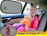 Car window shade 3px - Baby car sun shade EXTRA LARGE 20x12 as 97 UV blocker and Sun Protection For Car - Static Cling Car Sunshade with 100 money back guarantee - Suction Cup free car sun shade