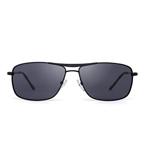 Lightweight Polarized Aviator Sunglasses Men Rectangle Lense Spring Hinge UV400