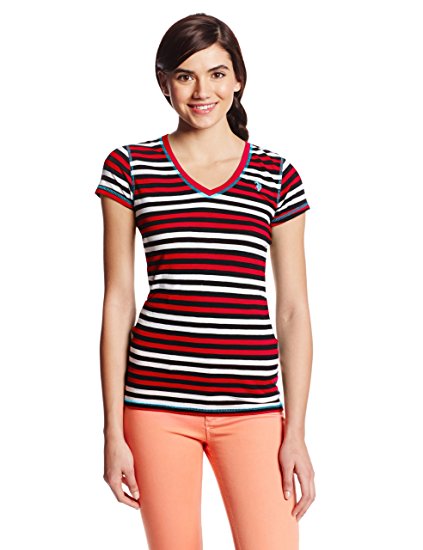 U.S. Polo Assn. Juniors' Multi-Stripe V-Neck T-Shirt with Small Pony