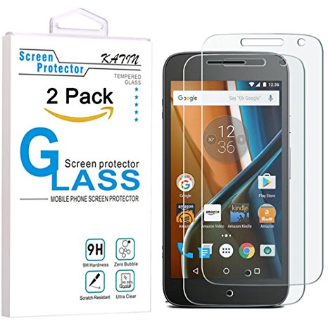 Moto G4 Screen Protector - KATIN [2-Pack] Tempered Glass Screen Protector for Motorola Moto G 4th Generation 5.5 inch with Ultra Clear, Scratch Resistant ¡­