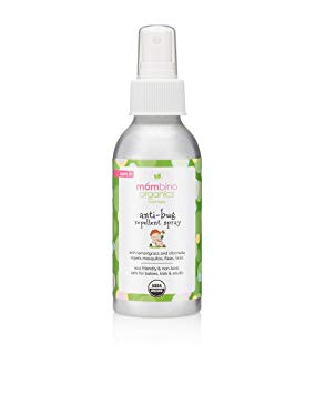 Mambino Organics DEET-Free Natural Anti-Bug Repellant Spray Coral Reef Safe, Lemongrass - Citronella, Safe for Babies & Pets (4oz)