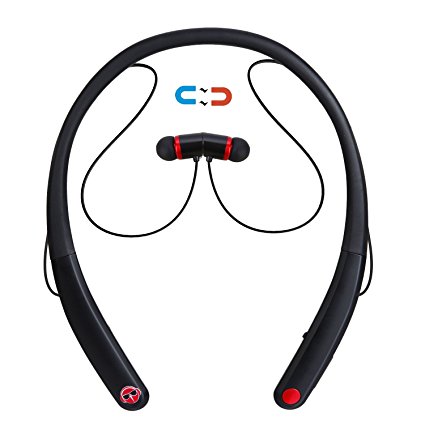 Bluetooth Headset, Stoon HV990 Sweatproof Wireless Neckband Bluetooth Headphones [8 Hours Play Time, Magnetic Earphones] In Ear Stereo Noise Cancelling Earbuds with Microphone for Sports (Black1)