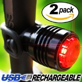 Bold II Lifetime Warranty - 25 Lumen USB Rechargeable Bike Tail Light - 2-FOR-1 DEAL Multi-Purpose Rear Bicycle Light - Fits All Bikes Helmet or Backpack Easy Install No Tools Waterproof - Micro USB Charging Cable Included - Limited Time Offer - Try RISK-FREE