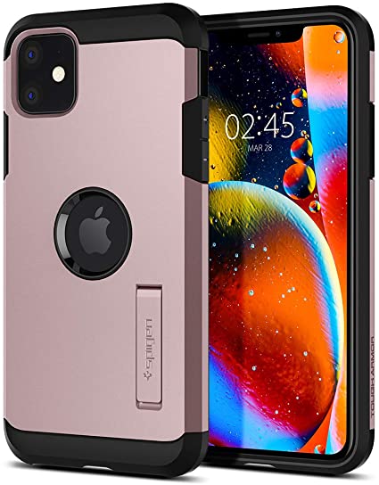 Spigen Tough Armor, Designed for iPhone 11 Case, Shockproof Air Cushion and Dual Layer with Kickstand Protective Case for iPhone 11 - Rose Gold