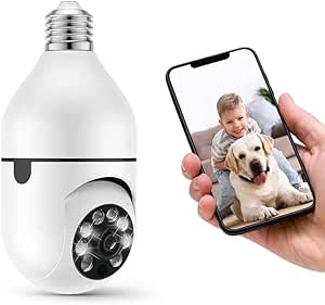 PC HD 1080P 2.4/5G Dual Band WiFi E27 Light Bulb IP Camera Smart Home Security Video Surveillance Network PTZ Camera System Supprt Two Way Audio Mobile Motion Detection Audible Without TF/SD Card