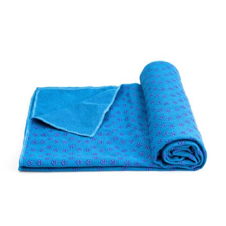 Mansov Yoga Towel, Pilates Camping Outdoor Non Slip Yoga Towel, Mat Cover for Bikram, Hot Yoga, Fitness, Exercise. Anti-Slip, Ultra Absorbent, Machine Washable Microfiber, Plum Point Design, Carrying Mesh Bag