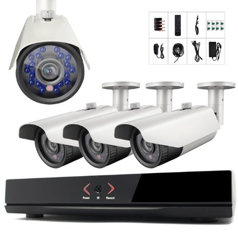 ELEC DVR Security Cameras Systems 960H HDMI 4 Day Night CCTV Cameras Surveillance System(Mobile e-cloud viewing,Multi-channel Playback, Email Alert,Motion Detection)