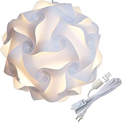 Lightingsky Ceiling Pendant DIY IQ Jigsaw Puzzle Lamp Shade Kit with 15 Feet Hanging Cord (White, M-10 inch)