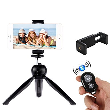 IYOOVI Mini Flexible Cell Phone Tripod for iPhone, Any Smartphone with Universal Smartphone Holder and Bluetooth Wireless Shutter