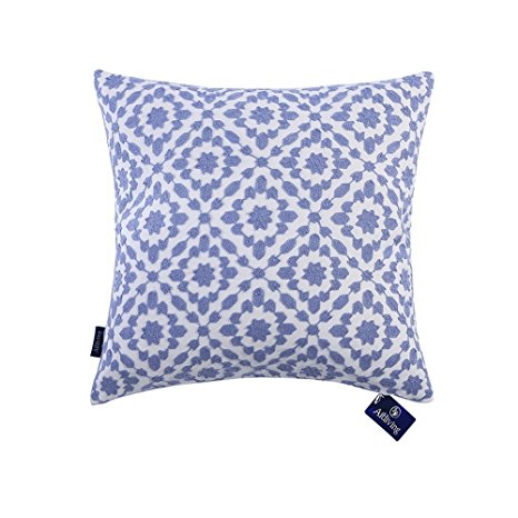 Aitliving Throw Pillow Cover Cotton Canvas 1 pc Trellis Mina Decorative Pillow Cushion Cover Blue 17x17 inches(43x43cm)