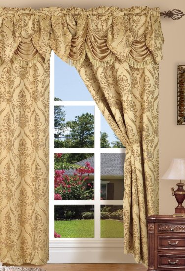 Elegant Comfort Penelopie Jacquard Look Curtain Panels, 54 by 84-Inch, Gold, Set of 2