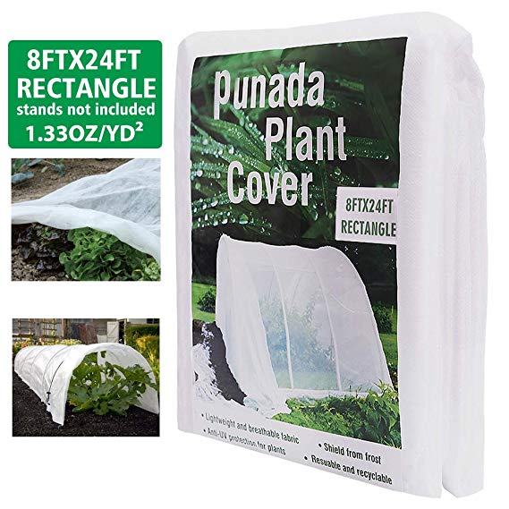 punada Premium Plant Covers Freeze Protection 8Ft x 24Ft Reusable Plant Covers for Winter Frost Freeze Protection Covers Anti-UV for Snow Animal 27ºF Frost Protection -1.33 oz/yd² (Frame not Include)