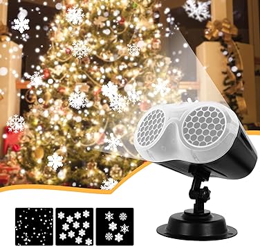 Christmas Projector Lights, KMASHI Upgrade Dynamic Snowflake Projector Lights, Snowfall Light Show, Waterproof, for Christmas, Halloween, Party, Wedding and Indoor,Outdoor Decorations