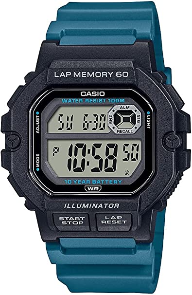 Casio LED Illuminator 10-Year Battery Men's Digital Sports Watch Lap Memory 60 100 M Water Resistant Model: WS-1400H-3AV, Black (WS1400H-3AV)