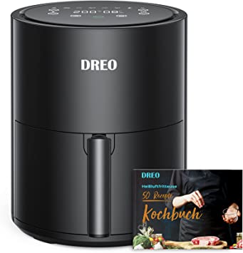 Dreo Heißluftfritteuse, 50 Rezepte auf Deutsch, Timer- & Temperaturregelung von 40 ℃ bis 200 ℃, 3,8 L Heissluft Fritteusen Airfryer XL, Antihaft-Korb, 9 Programmen, Vorheizen, Shake-Modus, 1500W