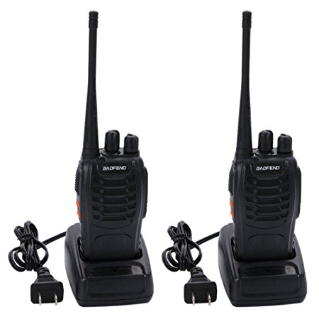 2 Pack Baofeng BF-888S 5W 1500mAh 16 Channel Handheld Walkie Talkie Black