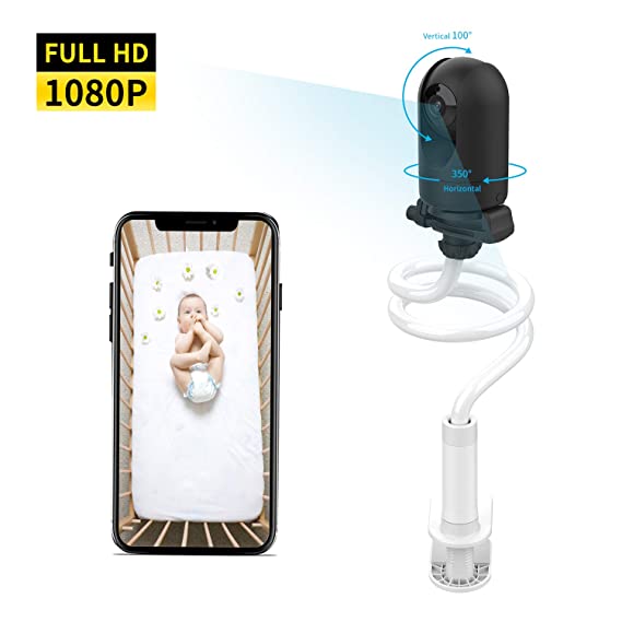 Video Baby Monitor with Mount Stand,1080P FHD Pan/Tilt IP Indoor Baby Camera with Holder Motion Detection, 2-Way Audio One-Button Sleeping for Elder Nanny Supports Cloud Storage