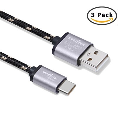 TriLink USB Type C Cable, 3-Pack(3.3ft2,6.6ft) Comfortable Braided USB C Cable, Durable & High Speed USB 2.0 A Male to USB-C Sync and Charging Cables with 56k Resistor (3.3ft2 6.6ft_Grey)