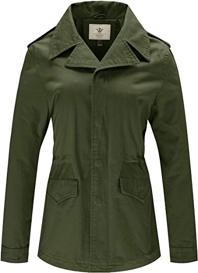 WenVen Women's Fall Military Casual Cotton Anorak Jacket with Drawstring