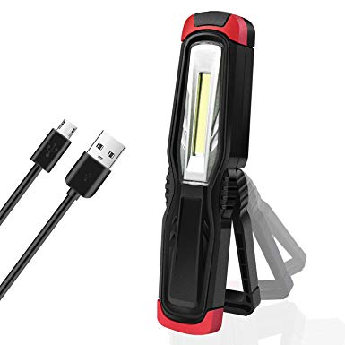 PowerFirefly 400 Lumens Rechargeable LED Work Light, Adjustable Stand, Magnetic Base and Pocket Clip, for Car Repairing, Camping, Hiking, Backpacking, Fishing, Emergency, Red
