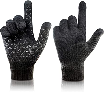 arteesol Touch Screen Gloves Winter Warm Gloves Knit Gloves, Windproof Anti-slip Thickening Outdoor Sports Driving, Skiing, Boating,Working, Running for Men Women Unisex