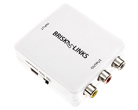 Brisk Links 1080P HDMI To RCA Composite CVBS AV Output Video Audio Converter Adapter - Includes Bonus High Speed HDMI Cable 6 FT and RCA Cable