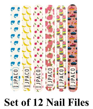 12 PCS Professional Designer Nail Files - 120/240 Grit Size