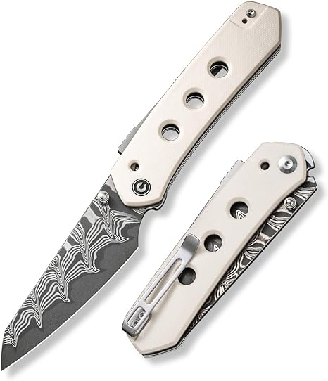 CIVIVI Vision FG Pocket Knife for EDC, Superlock Folding Knife with 3.54" Reverse Tanto Damascus Blade G-10 Handle, Ideal Gift for Men Women C22036-DS1