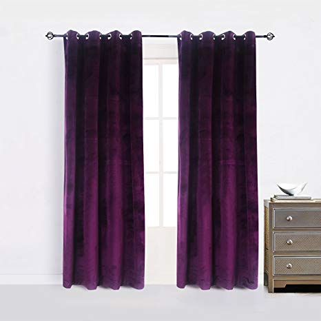 Cherry Home Set of 2 Blackout Velvet Energy Efficient Grommet Curtain Panel Drapes Lavender Purple 52Wx84L(2 panels)Theater| Bedroom| Living Room| Hotel