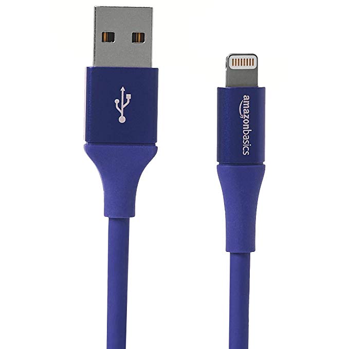 AmazonBasics USB A Cable with Lightning Connector, Premium Collection - 10-Foot, Blue