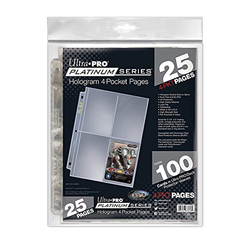 Ultra PRO Platinum Series 4-Pocket Pages for Postcards & Oversized Trading Cards (25 ct. Retail Pack)