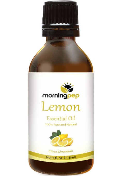 Morning Pep LEMON OIL 4 OZ Large Bottle 100  Pure And Natural Therapeutic Grade  Undiluted unfiltered and with no fillers no alcohol or other additives  PREMIUM QUALITY Aromatherapy LEMON Essential oil 118 ML Happy with Your purchase or Your Money Back