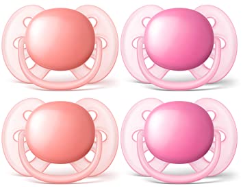 Philips AVENT Ultra Soft Pacifier, 6-18 Months, Pink/Peach, SCF213/42