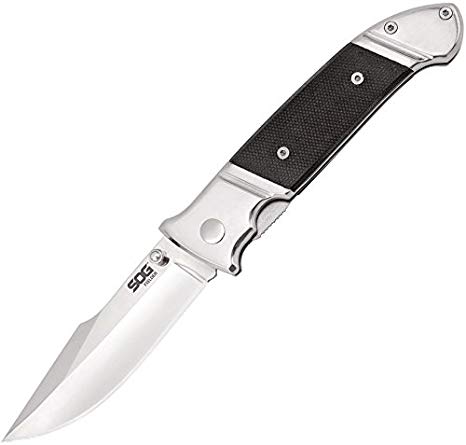 SOG Fielder Folding Knife FF38-CP - Mirror Polish 3.3" Blade, G10 & Stainless Steel Handle